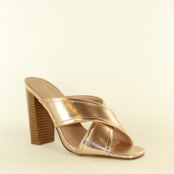 Heels Cross Strap Mule from Fashion Focus - S012-1 Rose Gold - Picture 2 of 2
